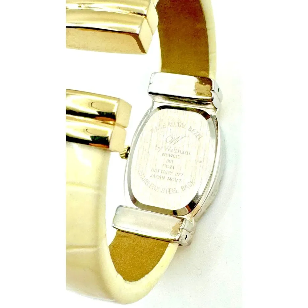 Waltham Analog Wristwatch Cuff Band Gold & Silver Ivory Chronograph Watch